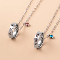 Ensemble de bagues gravées His Crazy Her Weirdo, pendentif, breloque en cristal, collier de Couple