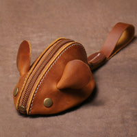 Genuine Leather Mouse Coin Purse Key Storage Bag