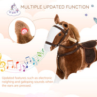 Plush Rocking Horse For Kids, Brown, Realistic Sounds, Ride-On Toy For Children 3