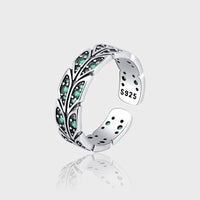 Bague en argent Sterling S925, queue de paon, Antique rétro incrusté de Zirconium vert