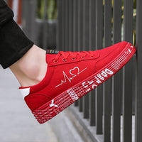 Zapatos de lona con estampado de amor para mujer y hombre, zapatos planos con cordones, informales, deportivos, para amantes, Día de San Valentín