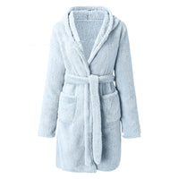 Plush Hooded Short Bath Robe