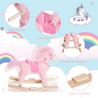 Plush Rocking Horse, Realistic Sounds, Swinging Tail, Pink, Ideal Birth Gift, Joyful Engaging, For 3 Years