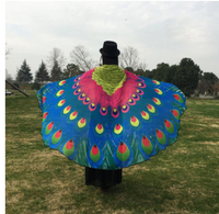 Cape d'Halloween en plumes de paon Cape de paon en mousseline de soie