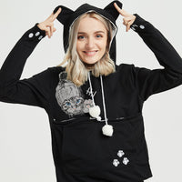 Linda sudadera con capucha de gato con bolsillo grande para mascotas