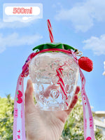 Cute Strawberry Tumbler with Straw