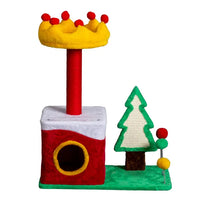 29.5in Christmas Themed Plush Cat Tree, Multi-level Cat Tower With Cat Condo, Top Crown Perch, Sisal Scratching Posts, Cat Pet Activity Center For Indoor Cats