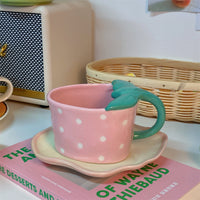 Three-dimensional Strawberry Coffee Cup And Saucer Afternoon Tea Set