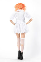 Disfraz de payaso y muñeca fantasma de Halloween, vestido blanco