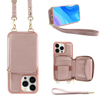Crossbody Zipper Wallet Protective Leather iPhone Case