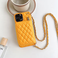 Luxury Rhombus Leather Crossbody Wallet iPhone Case