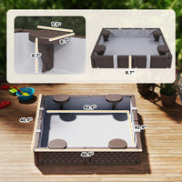 Kids Sandbox With Cover, 4 Corner Seats, Bottom Liner For Backyard, Garden, Outdoor, 47 X 47 X 9, Dark Brown