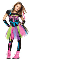 Costume de squelette arc-en-ciel pastel néon (enfant)