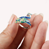 Pulsera azul tailandesa, anillo de aceite que gotea de pavo real de estilo étnico famoso