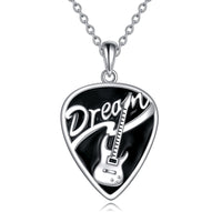 Sterling Silver Dream Guitar Pick Pendant Necklace