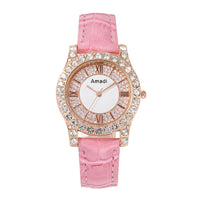 Rhinestone-embedded Roman Face Simple Fashion Quartz Watch Bracelet Gift Set