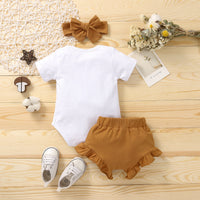Romper Shorts Headscarf Baby Three-piece Set