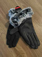 Stylish Touch Screen Fleece Lined Driving Gloves With Fur Trim