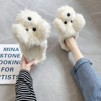 Short Fur Plush Dog Slippers