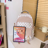 Mochila para estudiantes a cuadros de gran capacidad