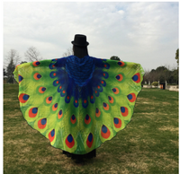 Cape d'Halloween en plumes de paon Cape de paon en mousseline de soie