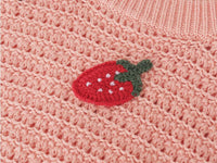 Strawberry Crew Neck Long Sleeve Knit Sweater