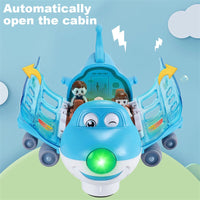 Bump And Go Action Toddler Toy Plane With LED Flashing Light Sound