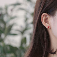 Cute Red Strawberry Fruit Stud Earrings
