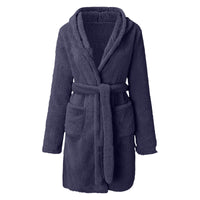 Plush Hooded Short Bath Robe