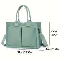 Large Capacity Canvas Tote Bags For Women Work Commuting Carrying Bag College Style Student Outfit Book Shoulder Shopper Bag