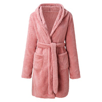 Plush Hooded Short Bath Robe