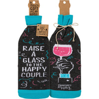 Levanta una copa a la feliz pareja - Calcetín para botella/Bolsa de vino