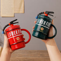 Fire Extinguisher Design Mug with Lid
