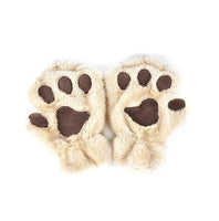Gants d'hiver demi-couverture patte ours chat griffe, jolis doigts courts