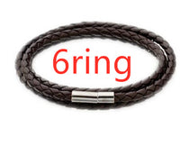 Bracelet tressé en cuir véritable, perles en acier inoxydable personnalisées, bracelet à breloques avec nom
