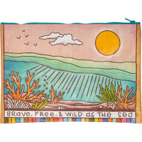 Brave Free & Wild As The Sea - Zipper Folder