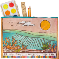 Brave Free & Wild As The Sea - Zipper Folder