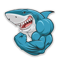 Autocollant de dessin animé 3D requin de musculation, autocollants créatifs pour pare-chocs, 15x14cm