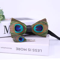 Peacock Feather Bow Tie
