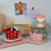 Three-dimensional Strawberry Coffee Cup And Saucer Afternoon Tea Set
