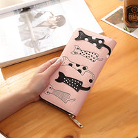 Embroidered zipper long wallet