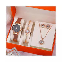 Luxury Watch Bracelet Ring Necklace Earrings Gift Set (5 Pcs)