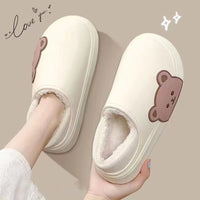 Bear Fluffy Slippers Winter House Shoes