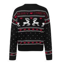 Pull mignon imprimé cœur d'élan pour femme, pull tricoté de noël, à la mode, hauts d'hiver