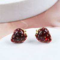 Red Resin Strawberry Stud Earrings
