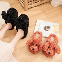 Short Fur Plush Dog Slippers