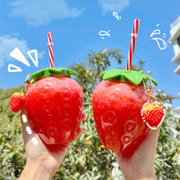 Cute Strawberry Tumbler with Straw