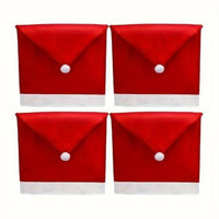 Christmas Chair Covers, Santa Claus Hat Slipcover Xmas Chair Back Cover For Christmas Din