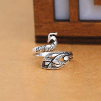 Peacock Koi Ring 925 Aguja de gancho con artefacto de línea