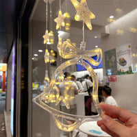 Christmas 3pcs LED Light Star Xmas Tree Hanging Window Ornaments